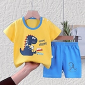 halpa Setit-2 osainen Lapset Poikien T-paita ja shortsit Asu Eläin Piirretty Lyhythihainen Puuvilla Aseta Kausaliteetti Muoti Päivittäin Kesä Kevät 3-7 vuotta Lyhyt setti 12-Dinosaur Paradise Lyhyt setti