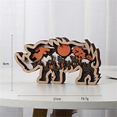 Недорогие Декоративные огни-Деревянные украшения в виде животных, светодиодный светильник, 3d полая резьба, домашний декор, фигурки, ремесла, офисный стол, украшения для спальни, аксессуары