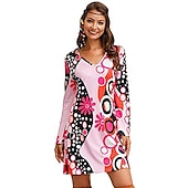 cheap Dresses-Retro Vintage 1970s Disco Dress Flare Cuff Sleeve Hippie Printing Women&#039;s Masquerade Party &amp; Evening Pride Parade Pride Month Adults&#039; Dress