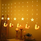 ieftine Lumini de decorare Ramadan-decorațiuni luminoase ramadan kareem lumini de decorare eid led 3m islam musulman moschee castel perdele lumini decorare eid mubarak priză UE