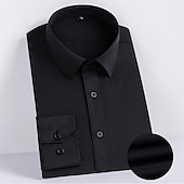 economico camicie da uomo no stiro-Per uomo Camicia Camicie Maglietta informale Camicia con bottoni Liscio Matrimonio Ufficio / Business Nero Bianco Rosa Blu marino scuro Manica lunga Collo ripiegabile Primavera estate Abbigliamento