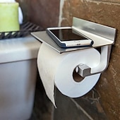 baratos Suportes de Rolos de Papel Higiénico-suporte de papel higiênico sem necessidade de perfuração suporte de papel higiênico com prateleira suporte de rolo de papel higiênico autoadesivo com adesivo patenteado suporte de rolo de papel higiênico montado na parede para cozinha e banheiro