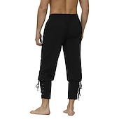 baratos calça casual-Homens Corredor Calças Calça casual Com Cordão Cintura elástica Côr Sólida Palco Streetwear Moda Punk e gótico Ajuste Largo Preto Branco