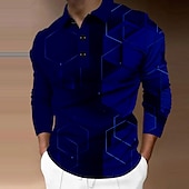 economico Polo geometrica da uomo-Per uomo Geometrico Polo Maglia da golf Manica Lunga Magliette polo Camicie con Colletto Casual Abbigliamento da vacanza Abbigliamento Formale Abbigliamento da festa Bottoni Stampa 3D Giallo Verde