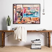 abordables Hasta 30 $-2 piezas estaré allí para ti arte de la pared pintura acuarela central perk poster 90s classic american tv show impresiones arte de la pared impresiones en lienzo dormitorio decoración del hogar sin