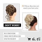 abordables Chignons-chignon désordonné morceau de cheveux chouchou ébouriffé extensions de cheveux chignon chignon bouclé ondulé queue de cheval synthétique chignon pour femmes filles