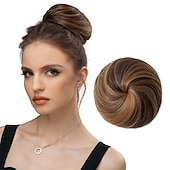 voordelige Chignons-zwarte knot haarstukken voor vrouwen meisjes dame trekkoord nep ballet bun extensions synthetische opgestoken donut chignon uit één stuk
