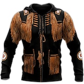 economico felpe 3d da uomo-Per uomo Tribale Stampe astratte Felpa con cappuccio Felpe Felpa Felpa con cappuccio a zip intera Manica lunga Felpa con cappuccio Con cappuccio Streetwear Stampa 3D Sportivo Giornaliero Sport Marrone