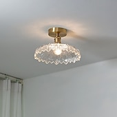 tanie Lampy sufitowe-lampa sufitowa półpłaska jasna miedź 20cm szklany klosz lampa sufitowa oprawa oświetleniowa oświetlenie 110-240v