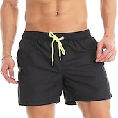 cheap Men&#039;s Swimming Shorts-Men&#039;s Board Shorts Swim Shorts Swim Trunks Summer Shorts Beach Shorts Drawstring Elastic Waist Plain Quick Dry Short Daily Holiday Hawaiian Boho Black Yellow Micro-elastic