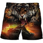 economico Animali &amp; Uccelli-Per uomo Tigre Alfabetico Costume nuoto a pantaloncino Boxer da surf Pantaloncini da mare Vita normale Hawaiano Boho Esterno Per eventi Per uscire Tasche A cordoncino Vita elastica progettista