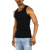 رخيصةأون تانك توب رياضي-رجالي كنزة سترة الأعلى قميص داخلي قميص بلا اكمام بدون كم رقبة عالية مدورة الصيف سهل موضة مصمم عضلة ملابس الرياضة مناسب للخارج الجمنازيوم أسود نبيذ أزرق تي شيرت للرجال