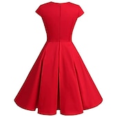 cheap Outfits-Retro Vintage 1950s Rockabilly A-Line Dress Flare Dress Christmas Party Dress Polka Dot Women&#039;s Party / Evening Masquerade Bachelorette Party Adults&#039; Dress Earrings Headwear Spring &amp; Summer