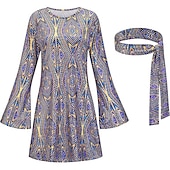 cheap Dresses-Hippie Retro Vintage Hippie 1970s Disco Dress Headpiece Women&#039;s Costume Vintage Cosplay Party &amp; Evening Dress Masquerade