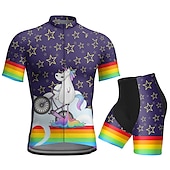 cheap Men&#039;s Clothing Sets-Men&#039;s Cycling Jersey with Shorts Short Sleeve Mountain Bike MTB Road Bike Cycling Dark Purple Blue Purple Graphic Animal Rainbow Bike Clothing Suit 3D Pad Breathable Quick Dry Back Pocket Polyester