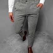 ieftine Pantaloni Chinos-Bărbați Pantaloni chinez Pantaloni de jogging Pantaloni de rochie în carouri Buzunar Zăbrele Respirabil Exterior Lungime totală Afaceri Zilnic Clasic Smart casual Negru Albastru piscină Micro-elastic