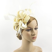 olcso Kalapok és fejdíszek-elbűvölő kentucky derby sapka fejfedők organza poliészter / poliamid fedora kalap fátyol sapka tea party lovasverseny hölgyek napi vintage stílusú vintage elegáns toll rátétekkel fejdísz