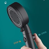 baratos Utensílios de Casa de Banho-Cabeça de chuveiro de 5 modos com bico anti-queda portátil, spray portátil de alta pressão e alto fluxo para economia de água com interruptor de pausa liga / desliga, acessórios de banheiro com
