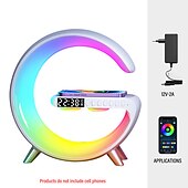 お買い得  スマートライト-リズムRGBICライトバーLEDスマートライトBluetoothスピーカーアラームクロック調光可能ウェイクアップライトアラームクロックワイヤレス充電テーブルランプ