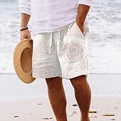 cheap Tropical Plants &amp; Flowers-Men&#039;s Graphic Leaf Flower / Floral Summer Shorts Beach Shorts Baggy Shorts Mid Waist Streetwear Hawaiian Designer Casual Daily Holiday Elastic Waist Drawstring Designer Clothing Apparel