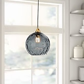 abordables Éclairages pour îlot-led pendentif lumières îlot de cuisine verre soufflé à la main éclairage marbre bleu moderne ferme foyer entrée luminaires plafond suspendu globe sur table