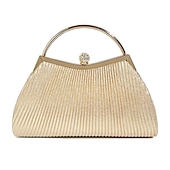 abordables Pochettes et sacs à main de soirée-sac à main de soirée élégant en or pour femme – sac à main métallique plissé avec poignée en strass pour femme, mariage, fête et événements officiels