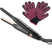 abordables Rasage et épilation-Petit fer plat pour les bords crayon fer à lisser pour cheveux courts et cheveux longs 3/10 pouces petit fer plat avec réglages de température réglables et double tension avec des gants résistants à