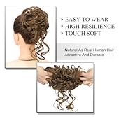 abordables Chignons-chignon désordonné morceau de cheveux chouchou ébouriffé extensions de cheveux chignon chignon bouclé ondulé queue de cheval synthétique chignon pour femmes filles