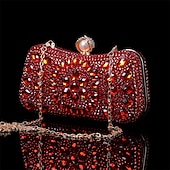 olcso Retikülök és estélyi táskák-női többszínű kristályos estélyi clutch – luxus strasszos kézitáska gyöngykapoccsal és láncpánttal gálákra, esküvőkre és hivatalos eseményekre