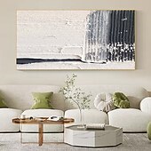 cheap Abstract Paintings-Oil Painting Handmade Hand Painted Wall Art  Black-White Abstract Canvas Painting Home Decoration Decor Stretched Frame Ready to Hang