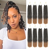cheap Crochet Hair-Passion Twist Hair 12 Inch Water Wave Crochet Hair for Black Women Short Passion Twist Crochet Hair for Butterfly Locs 8 Packs Bob Spring Twist Hair Synthetic Curly Crochet Passion Twist Braiding Hair