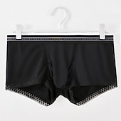 preiswerte Boxershorts für Herren-Herren 3 Pack Unterwäsche Boxer Slip Nylon Eis-Seide Atmungsaktiv Waschbar Komfortabel Glatt Mittlere Hüfthöhe Schwarz Weiß