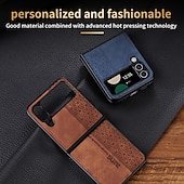 Недорогие Чехлы для Samsung-Чехол для телефона для Samsung Galaxy Z Flip 6 Z Flip 5 Z Flip 4 Z Flip 3 кожаный флип ударопрочный однотонный ПК PU кожа