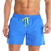cheap Men&#039;s Swimming Shorts-Men&#039;s Board Shorts Swim Shorts Swim Trunks Summer Shorts Beach Shorts Drawstring Elastic Waist Plain Quick Dry Short Daily Holiday Hawaiian Boho Black Yellow Micro-elastic