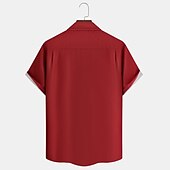 economico camicia da uomo con bottoni-Per uomo Camicia Camicia casual Camicia da Bowling Camicia con Bottoni Nero Vino Rosso Manica Corta A righe Collo ripiegato Vacanza Streetwear Stile Vintage Abbigliamento Poliestere Misto Cotone Moda