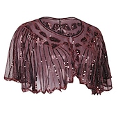 preiswerte Schals &amp; Umhänge-Goldene Zwanziger 1920er Retro Vintage Flapper-Schals Der große Gatsby Hochzeitsgast Pailletten Kostüm Damen Hochzeit Hochzeitsgast Party-Abendmode Erwachsene Schal