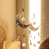 ieftine Prinzător de Vise-apărător de vise cu lună colorată atrăgător de soare de cristal clopoțel de vânt cadou realizat manual clopoțel de vânt ornament pentru agățat decor în aer liber