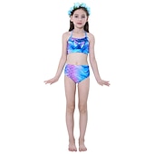 お買い得  マーメイド水着-子供 女の子 マーメイド水着 水着 ビキニ 性能 テーマパーティー 多色 活発的 ビーチスタイル ホルター 水着 4〜12年 夏 マルチカラー
