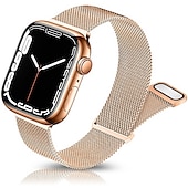 Χαμηλού Κόστους Ζώνες Apple Watch-Μιλανέζικη Πλέξη Συμβατό με Ζάντα ρολογιού Apple Watch 38mm 40mm 41mm 42mm 44mm 45mm 49mm Γυναικεία Μαγνητικό κούμπωμα Ρυθμιζόμενο Ανοξείδωτο Ατσάλι Ανταλλακτικό λουράκι ρολογιού για iwatch Series