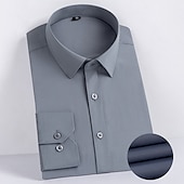 economico camicie da uomo no stiro-Per uomo Camicia Camicie Maglietta informale Camicia con bottoni Liscio Matrimonio Ufficio / Business Nero Bianco Rosa Blu marino scuro Manica lunga Collo ripiegabile Primavera estate Abbigliamento