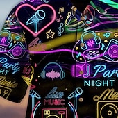 preiswerte Retro Vintage Druck-Herren Bunt Lampen Hemd Sommer Hawaiihemd Alohahemd Kurze Ärmel Hemd Umlegekragen Tropisch Streetwear Hawaiianisch Party Täglich Hawaiianisch Schwarz Blau Purpur S M L