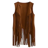billige Topper-Retro / vintage 1970erne Semsket vest Ermeløs Hippie Dusk Ensfarget Dame Fest / aften Pride-parade Pride måned Voksne Topp