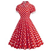 levne Šaty-Puntíky Retro 50. léta Šaty Flare šaty Puntíky Dámské Karneval Plesová maškaráda Denní nošení Rande loučení se svobodou nevěsty Dospělé Šaty Šaty pro návrat domů