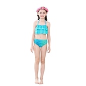 abordables Maillot de bain sirène-Enfants Fille Maillots de bain sirène Maillot de bain Bikini Utilisation Plage Dégradé Actif Plage Licou Maillots de bain 4-12 ans Eté Vert Claire