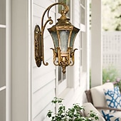 abordables luces de pared al aire libre-Aplique de pared led accesorio de iluminación antiguo aplique de pared linterna externa impermeable a prueba de óxido de aluminio linterna de vidrio lámpara de pared linterna patio jardín balcón