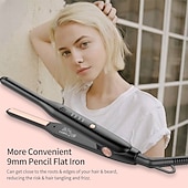 abordables Rasage et épilation-Petit fer plat pour les bords crayon fer à lisser pour cheveux courts et cheveux longs 3/10 pouces petit fer plat avec réglages de température réglables et double tension avec des gants résistants à