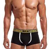 preiswerte Boxershorts für Herren-Herren 2 Packungen Unterwäsche Boxer Polyester Atmungsaktiv Weich Farbblock Mittlere Taillenlinie Schwarz Weiß