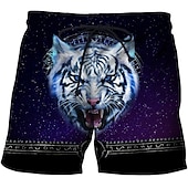 economico Animali &amp; Uccelli-Per uomo Tigre Alfabetico Costume nuoto a pantaloncino Boxer da surf Pantaloncini da mare Vita normale Hawaiano Boho Esterno Per eventi Per uscire Tasche A cordoncino Vita elastica progettista