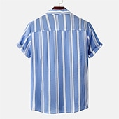 voordelige heren overhemd met knopen-Voor heren Overhemd Zomer overhemd Normaal shirt Overhemd met knopen Gestreepte shirts Zwart blauw Rood Groen Korte mouw Gestreept Strijkijzer Vakantie Straat Kleding Katoen Katoenmix Modieus Casual
