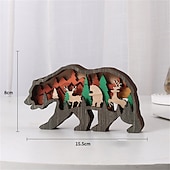 Недорогие Декоративные огни-Деревянные украшения в виде животных, светодиодный светильник, 3d полая резьба, домашний декор, фигурки, ремесла, офисный стол, украшения для спальни, аксессуары